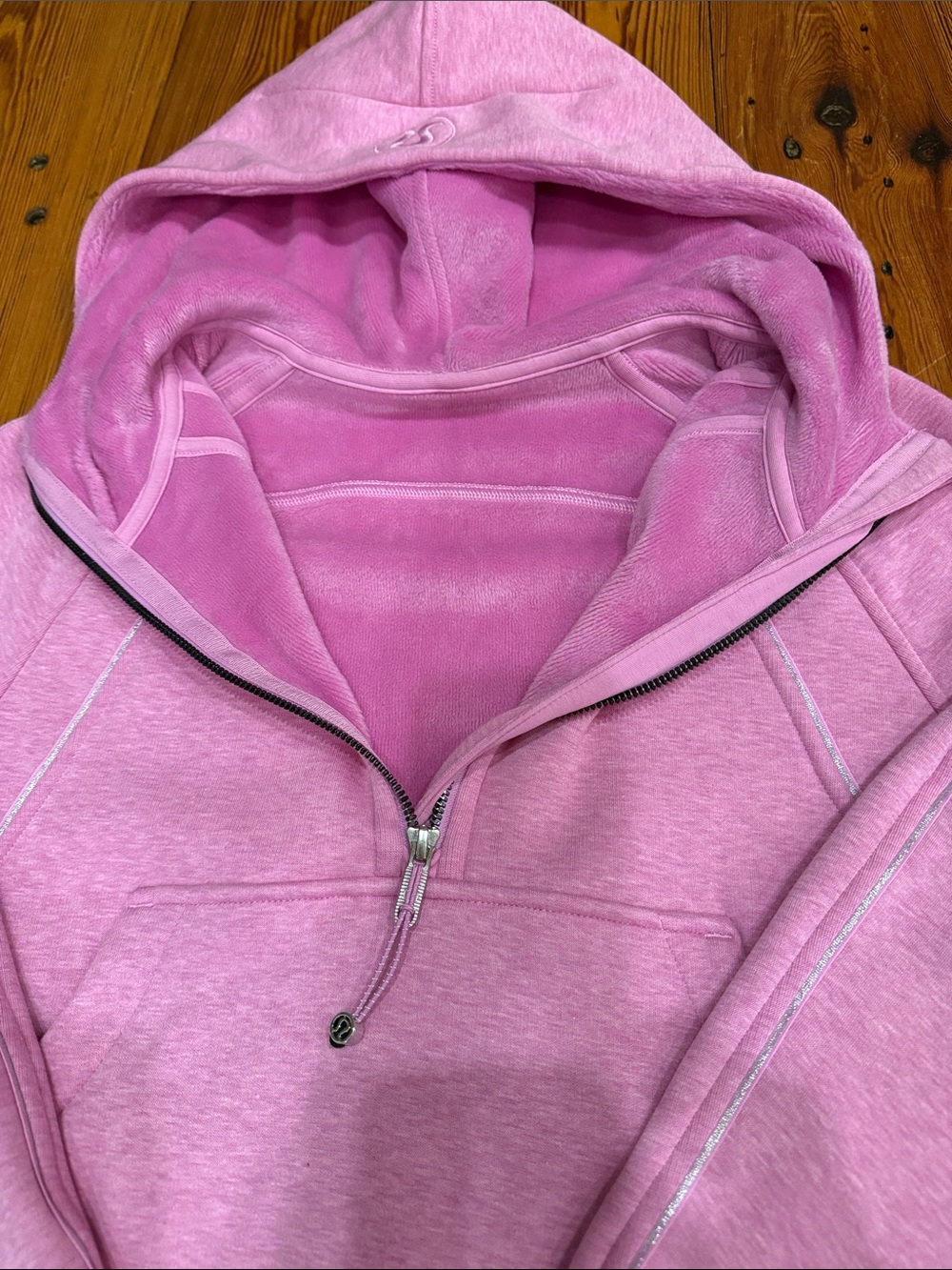 lululemon athletica Heathered Pink Half-Zip Hooded Pullover - Picture 4 of 6
